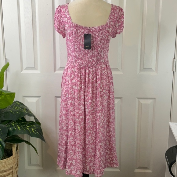 Seta T Women's Casual Floral Crew Neck Cap Sleeve Boho Flowy Midi Dress Size S - Picture 7 of 16